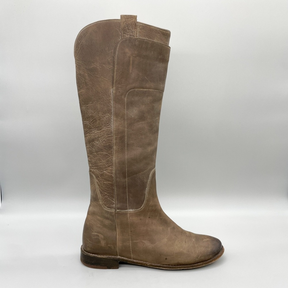 Frye Womens 9 B Paige Tall Riding Boots Grey Distressed Leather Equestrian Boho
